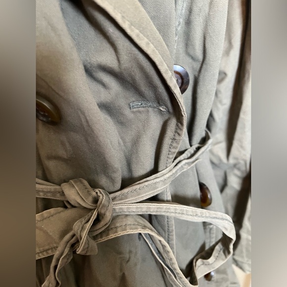 Old Navy 3X Double Breasted Army Green Waist Length Trench Coat - Picture 6 of 14